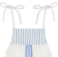 Marley Baby Romper Lapis Blue Embroidery