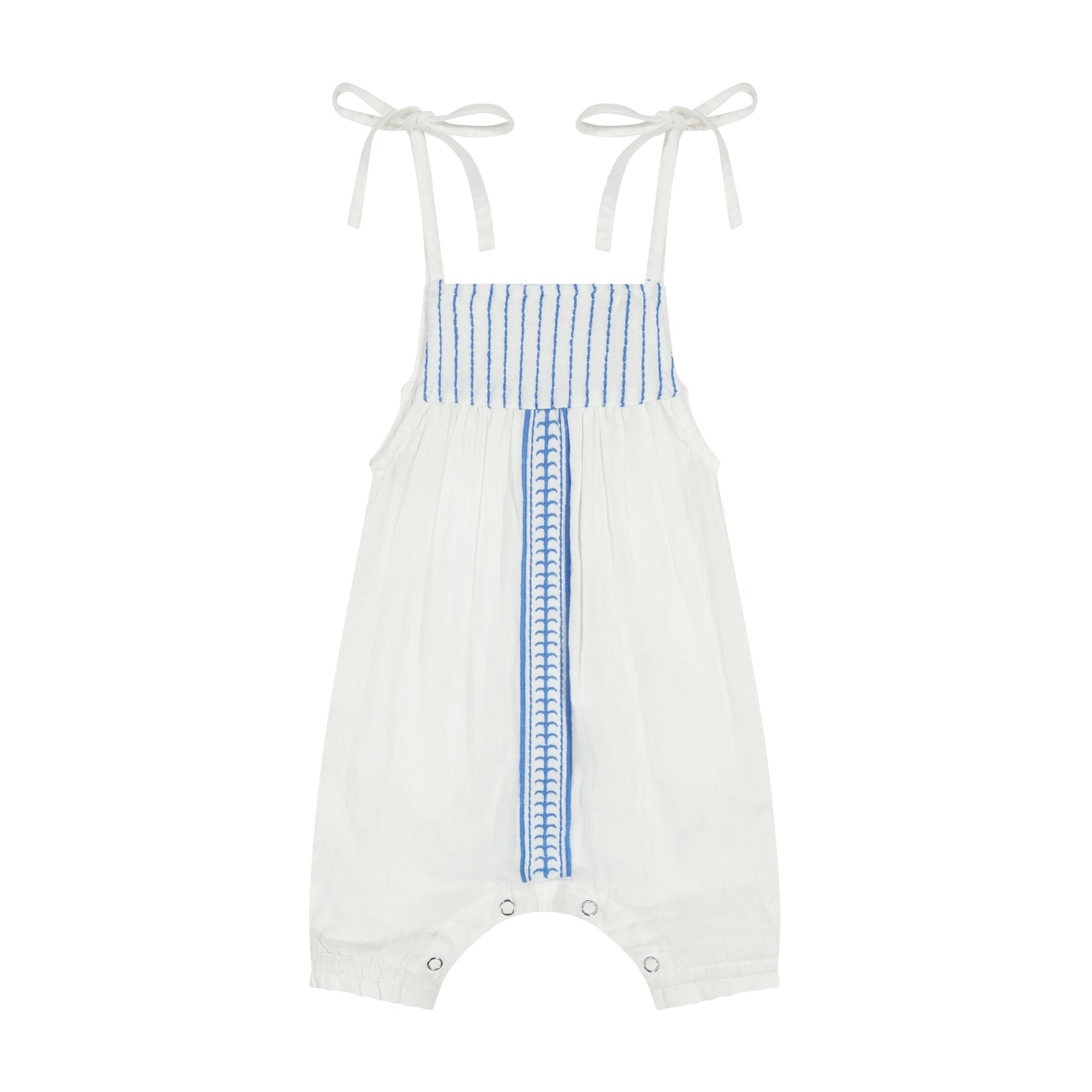 Marley Baby Romper Lapis Blue Embroidery