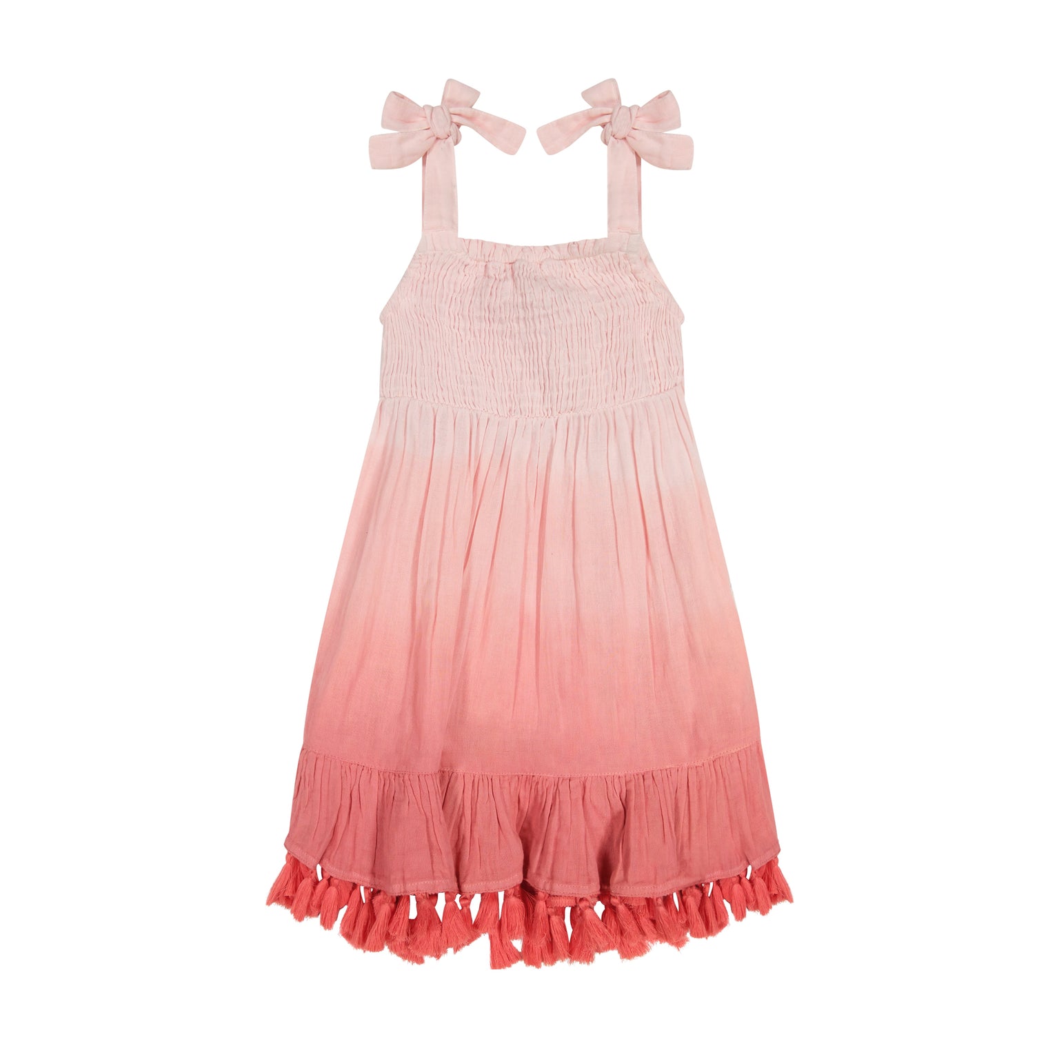 Maya Girl's Shoulder Tie Sundress Rose Ombre