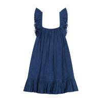 Mini Eva Girls Ruffle Dress Lapis Blue