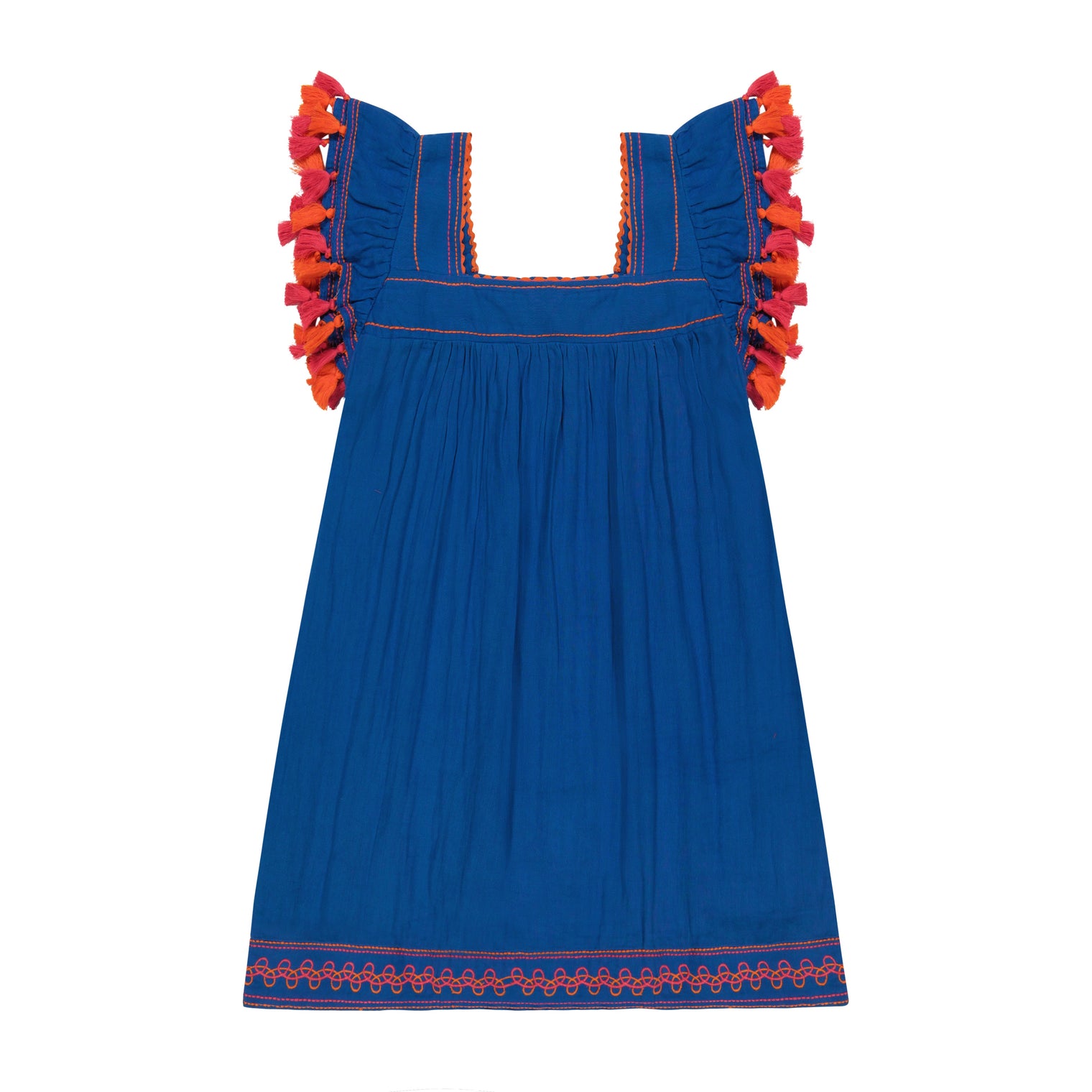 Mini Sandrine Women's Dress Classic Blue Embroidery