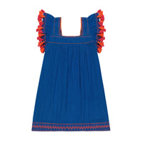 Mini Sandrine Women's Dress Classic Blue Embroidery