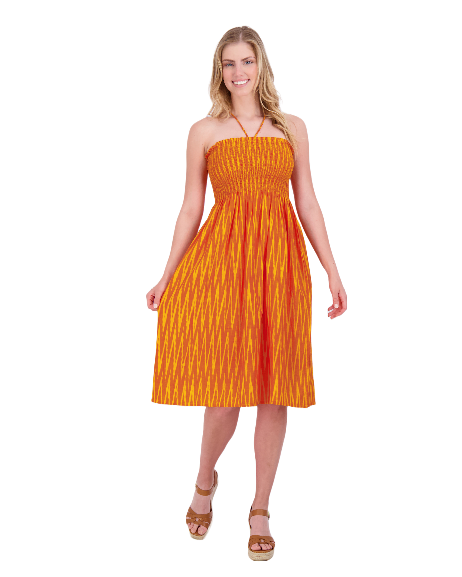 Oceane Women's Smocked Tie Beach Dress Sunset Ikat