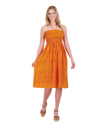 Oceane Women's Smocked Tie Beach Dress Sunset Ikat