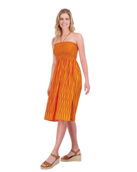 Oceane Women's Smocked Tie Beach Dress Sunset Ikat