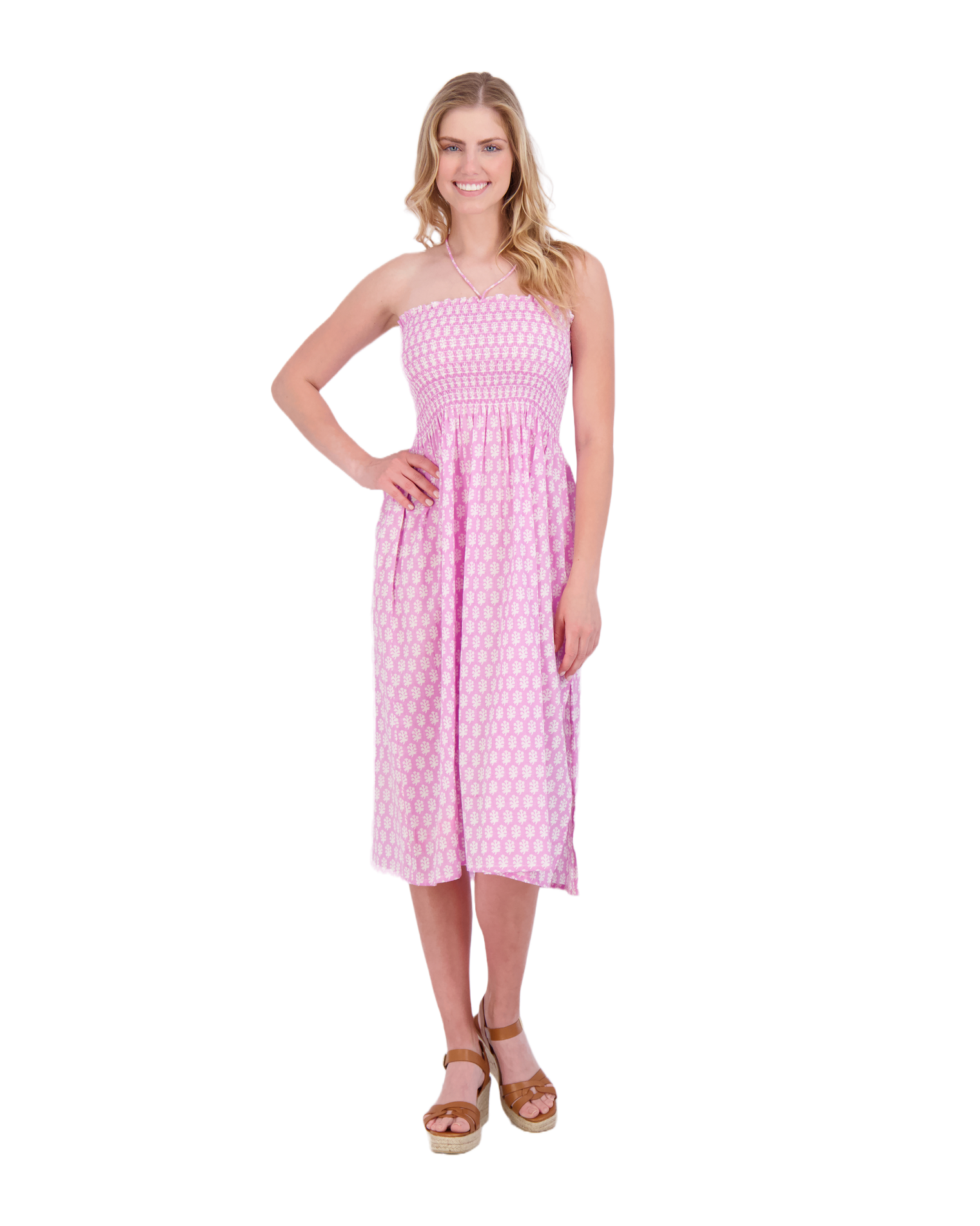 Oceane Women's Smocked Tie Beach Dress Violet Booti