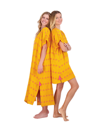 Capucine Women's Mini Caftan Dress Marigold Embroidery