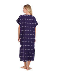 Capucine Women's Maxi Caftan Dress Navy Embroidery