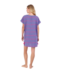 Capucine Women's Mini Caftan Dress Periwinkle Embroidery