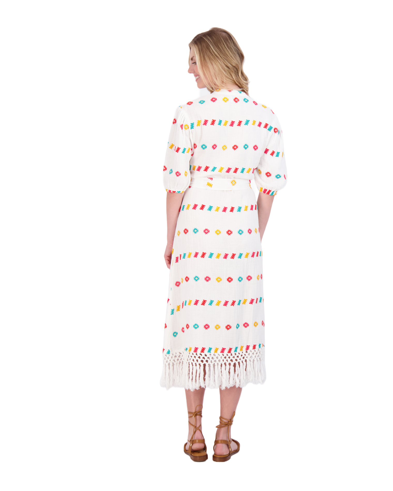 Estelle Women's Fringed Shirtdress White Embroidery