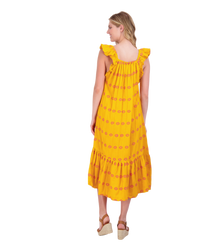 Eva Women's Ruffle Sundress Marigold Embroidery