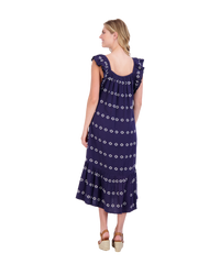 Eva Women's Ruffle Sundress Navy Embroidery