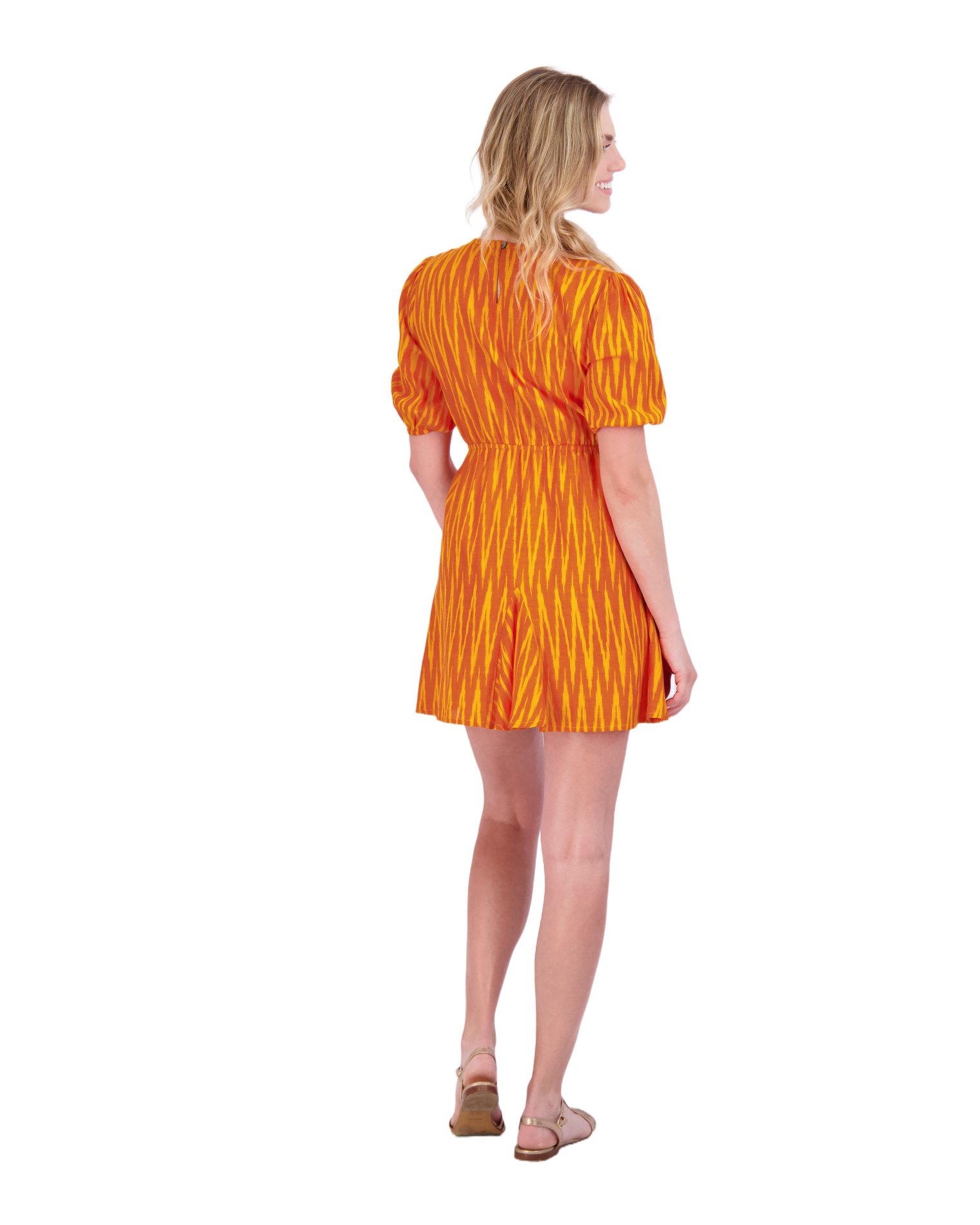 Gigi Women's Mini Peplum Hem Dress Sunset Ikat