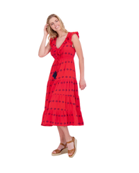 Giselle Women's Maxi Dress Red Embroidery