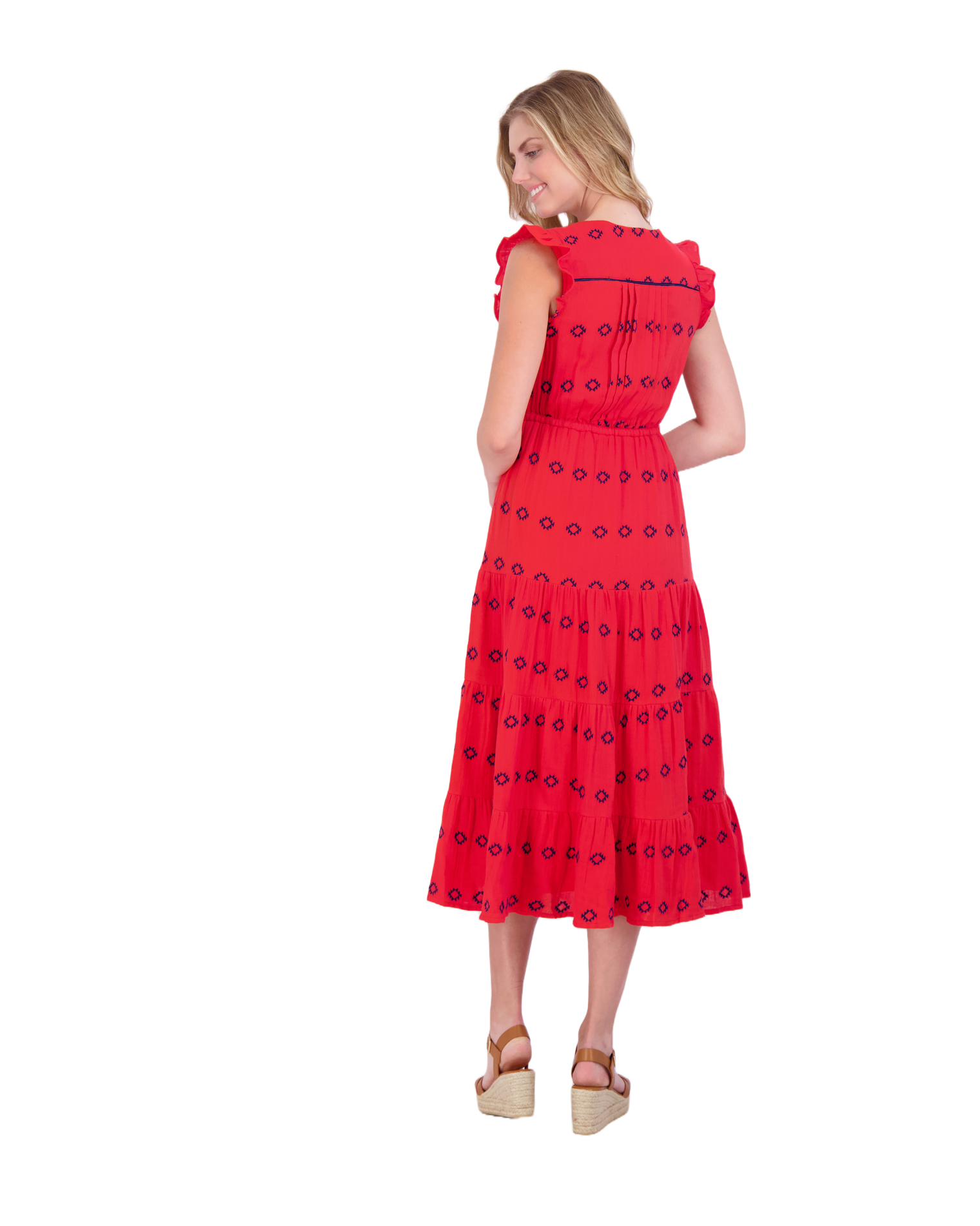 Giselle Women's Maxi Dress Red Embroidery