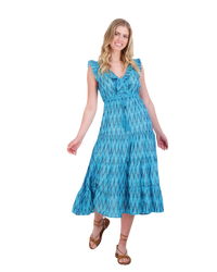 Giselle Women's Maxi Dress Turquoise Ikat