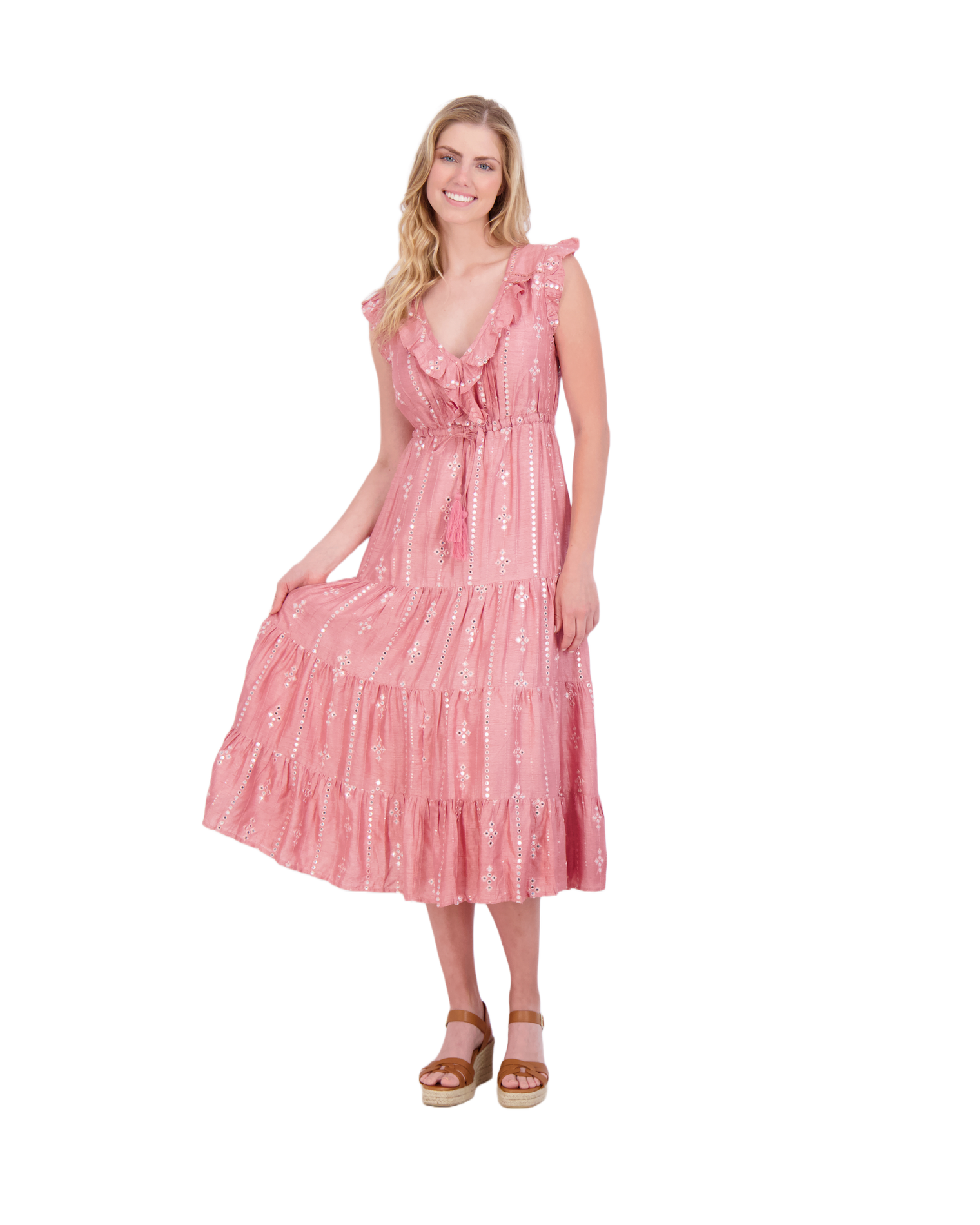 Luxe Giselle Women's Maxi Dress Rose Silk Dupioni