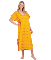 Capucine Women's Maxi Caftan Dress Marigold Embroidery