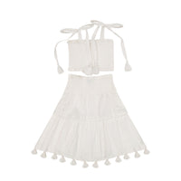 Noelle Girls Top and Skirt Set White Eyelet