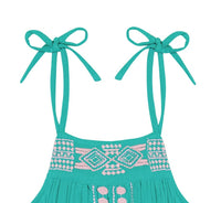 Marley Shoulder Tie Baby Romper Ocean Embroidery