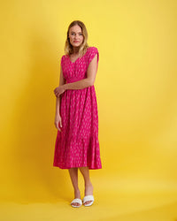 Olympia Womens V Neck Dress Pink Ikat