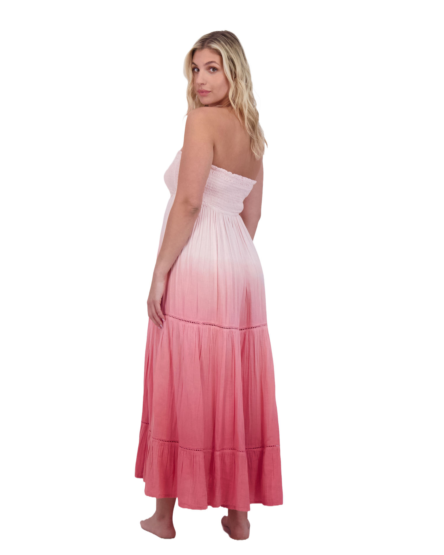 Fati Women's Strapless Maxi Dress Rose Ombre