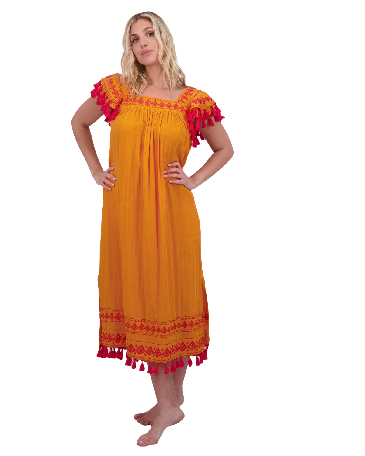 Mer St Barth Maxi Sandrine Women's Dress Sunkist Embroidery