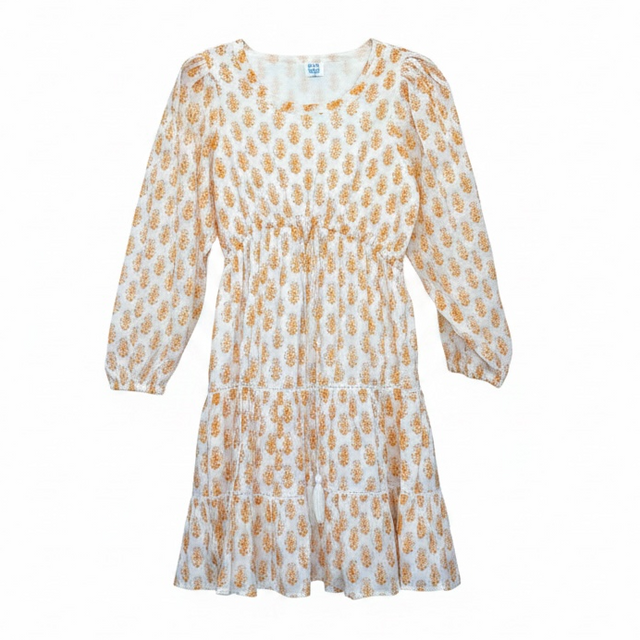 Mer St Barth Gigi Women's Mini Peplum Hem Lotus Flower Blockprint