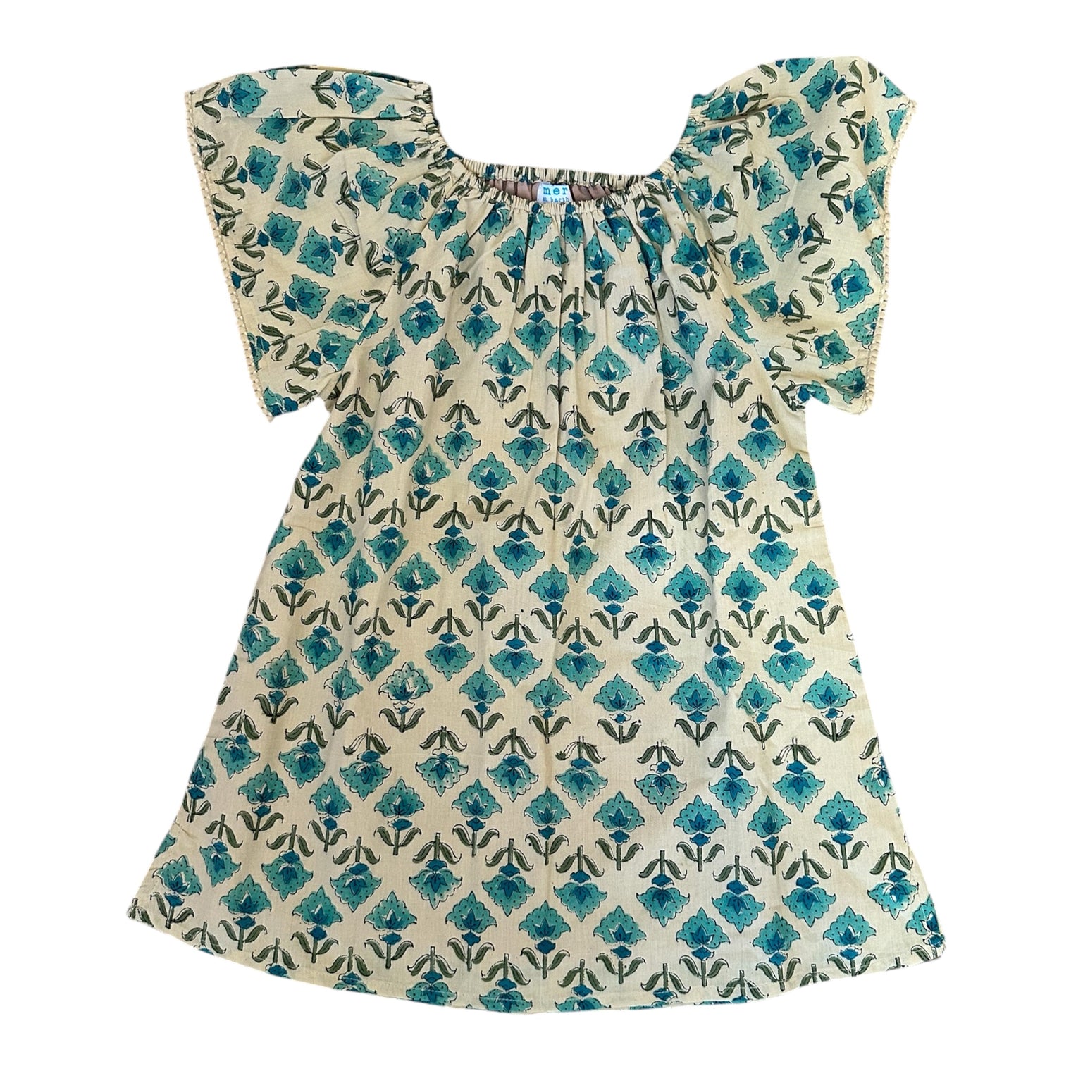Mini Capucine Girls Coverup Green Blockprint