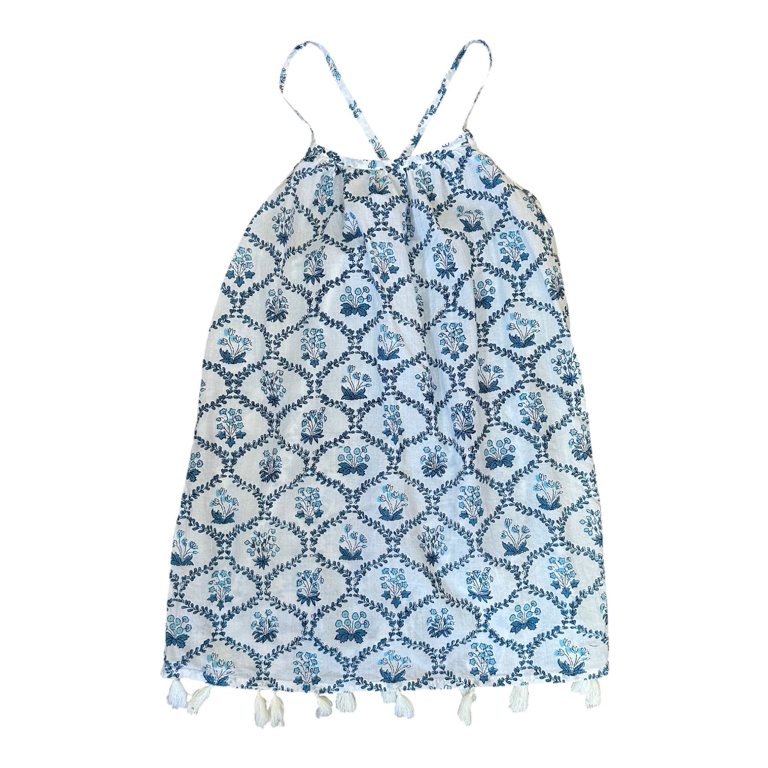 Mini Chantal Girls Dress Blue Trellis