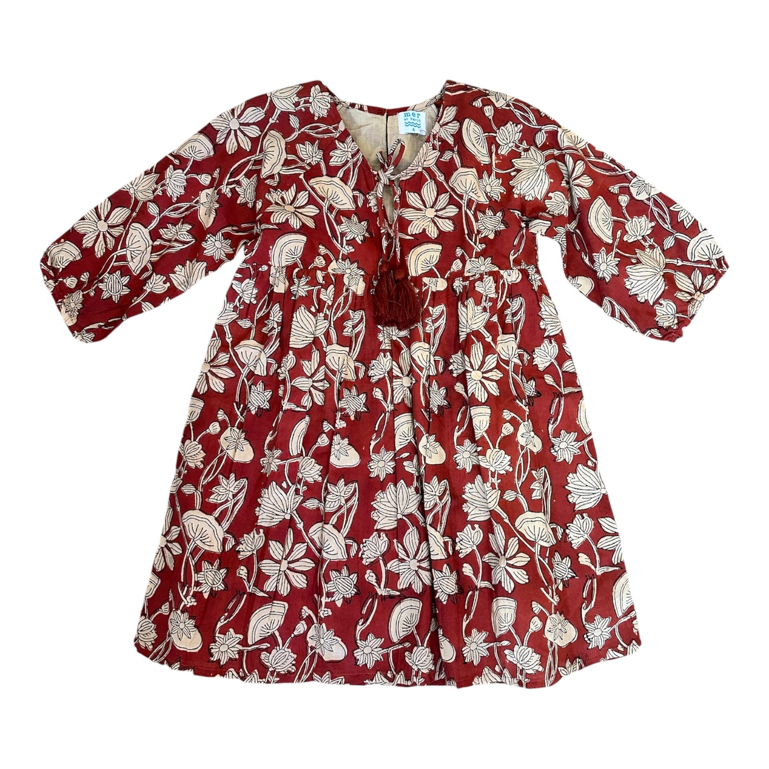 Sara Girls Popover Dress Floral Blockprint