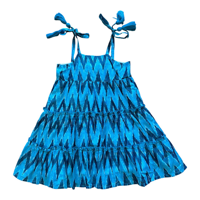 Mer St Barth Bella Girls' Shoulder Tie Sundress Turquoise Ikat