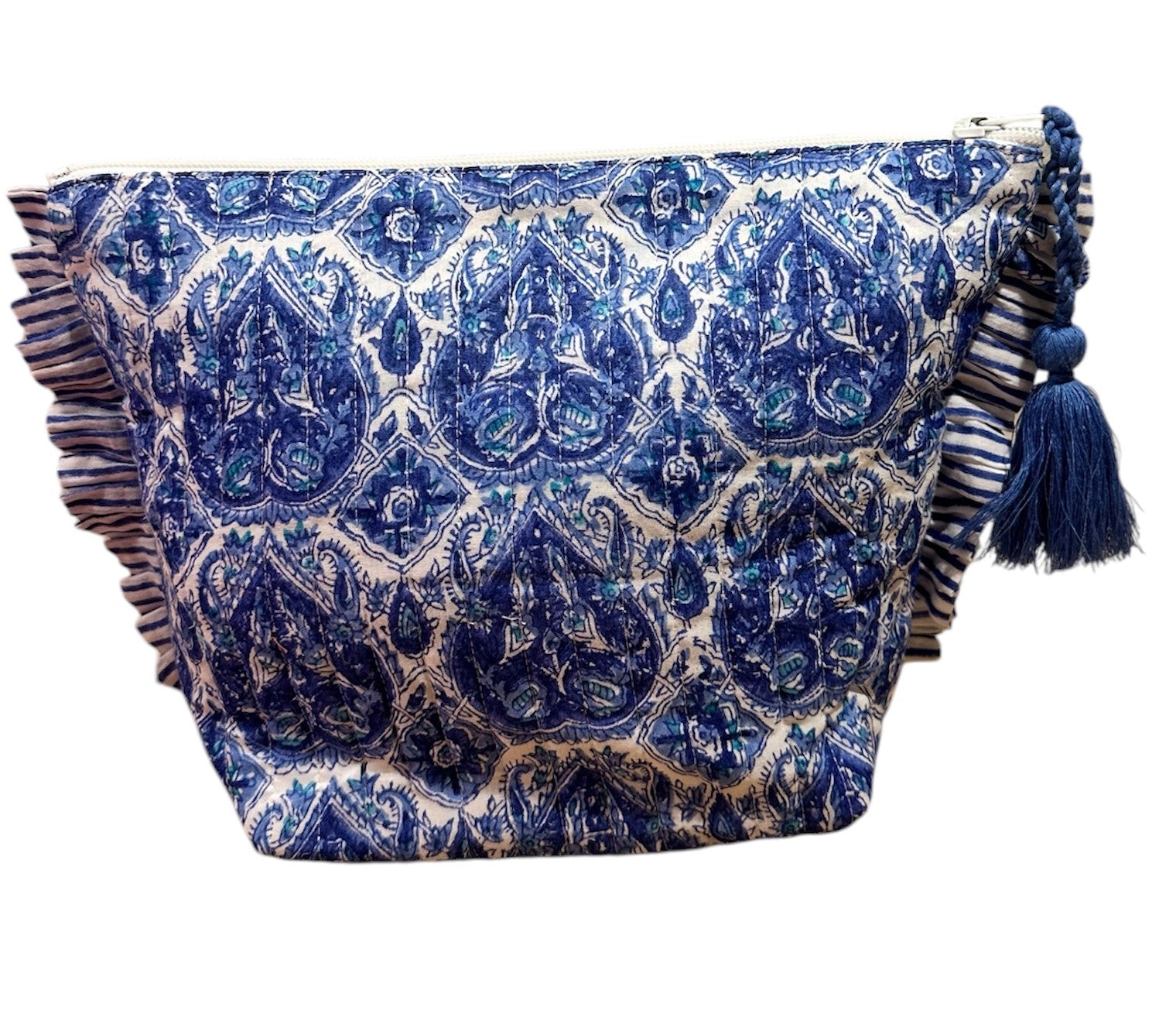 La Plage Ruffle Pouch Blue Paisley