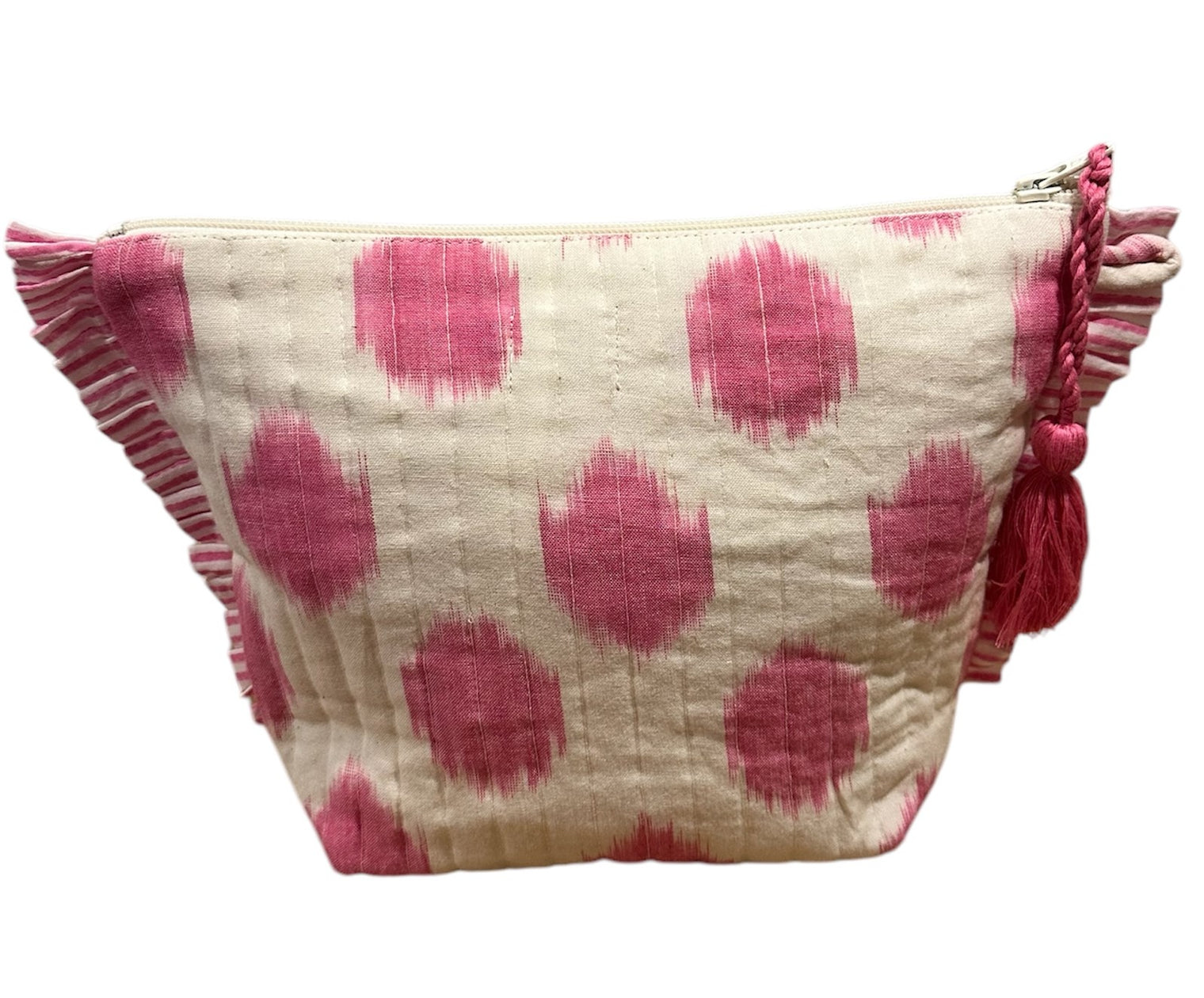 La Plage Ruffle Pouch Pink Ikat