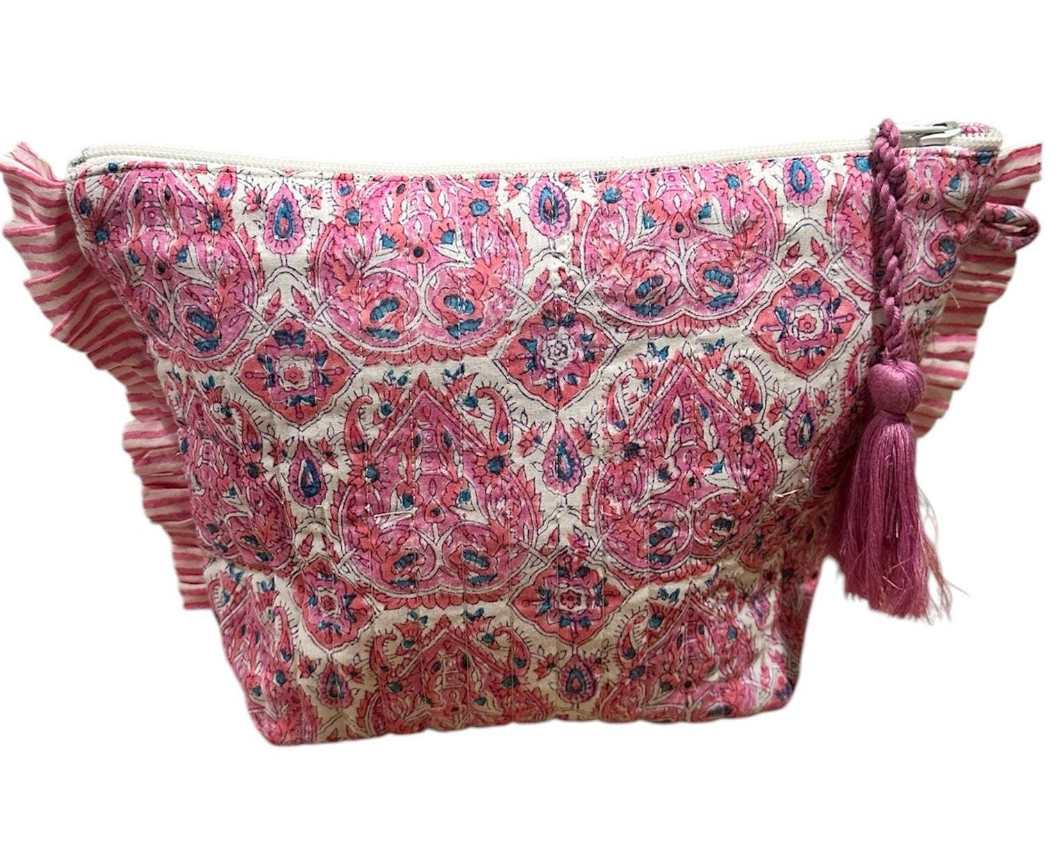 La Plage Ruffle Pouch Pink Paisley