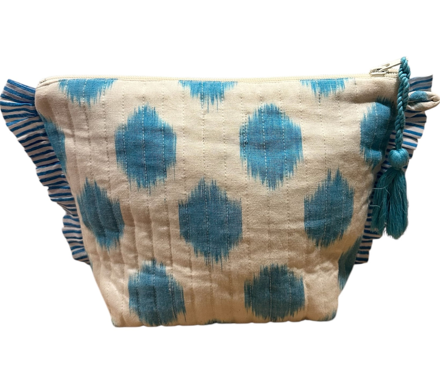 La Plage Ruffle Pouch Aqua Ikat