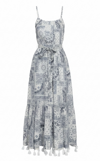 Mer St Barth Chantal Women's Sundress Patchwork Bandana White