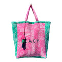 Mer St Barth Saline Beach Tote Patchwork Bandana Pink Green "Beach"