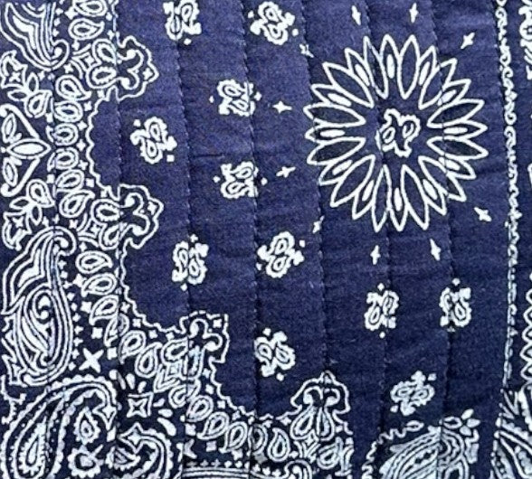 La Plage Ruffle Pouch Patchwork Bandana Navy