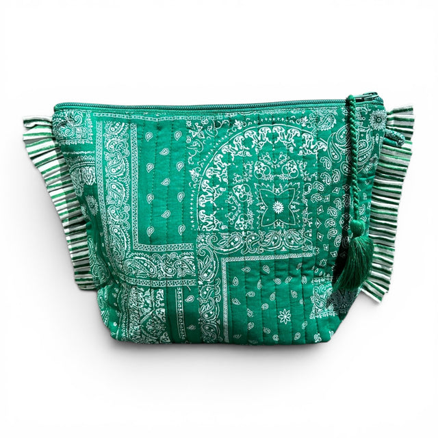 Mer St Barth La Plage Ruffle Pouch Patchwork Bandana Green