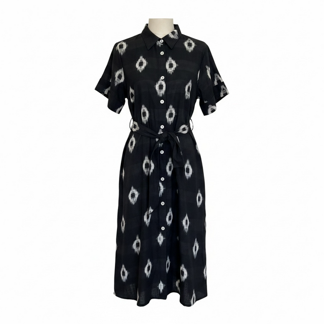 Mer St Barth Celia Women's Shirtdress Black Ikat