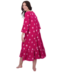 Suri Women's Bell Sleeve Dress Raspberry Ikat
