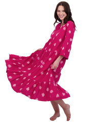Suri Women's Bell Sleeve Dress Raspberry Ikat