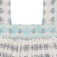 Serena Girls Tassel Dress Navy Aqua Dobby