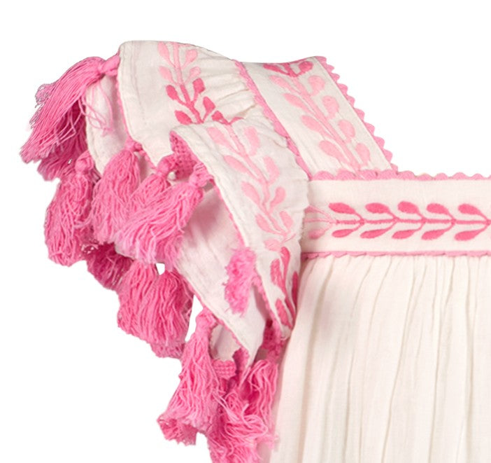 Serena Girls Tassel Dress Petal Embroidery