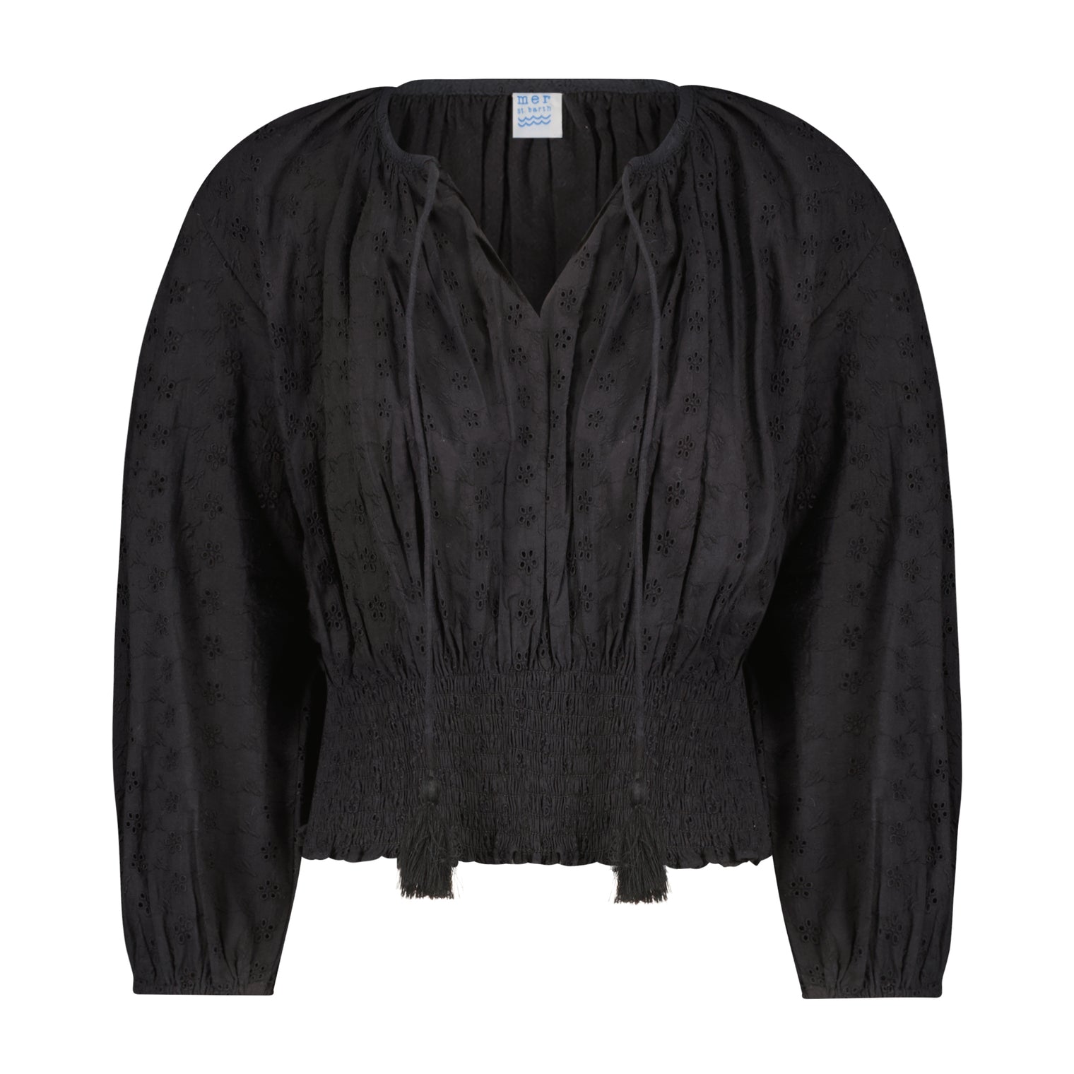 Lola Women's Blouse Black Eyelet