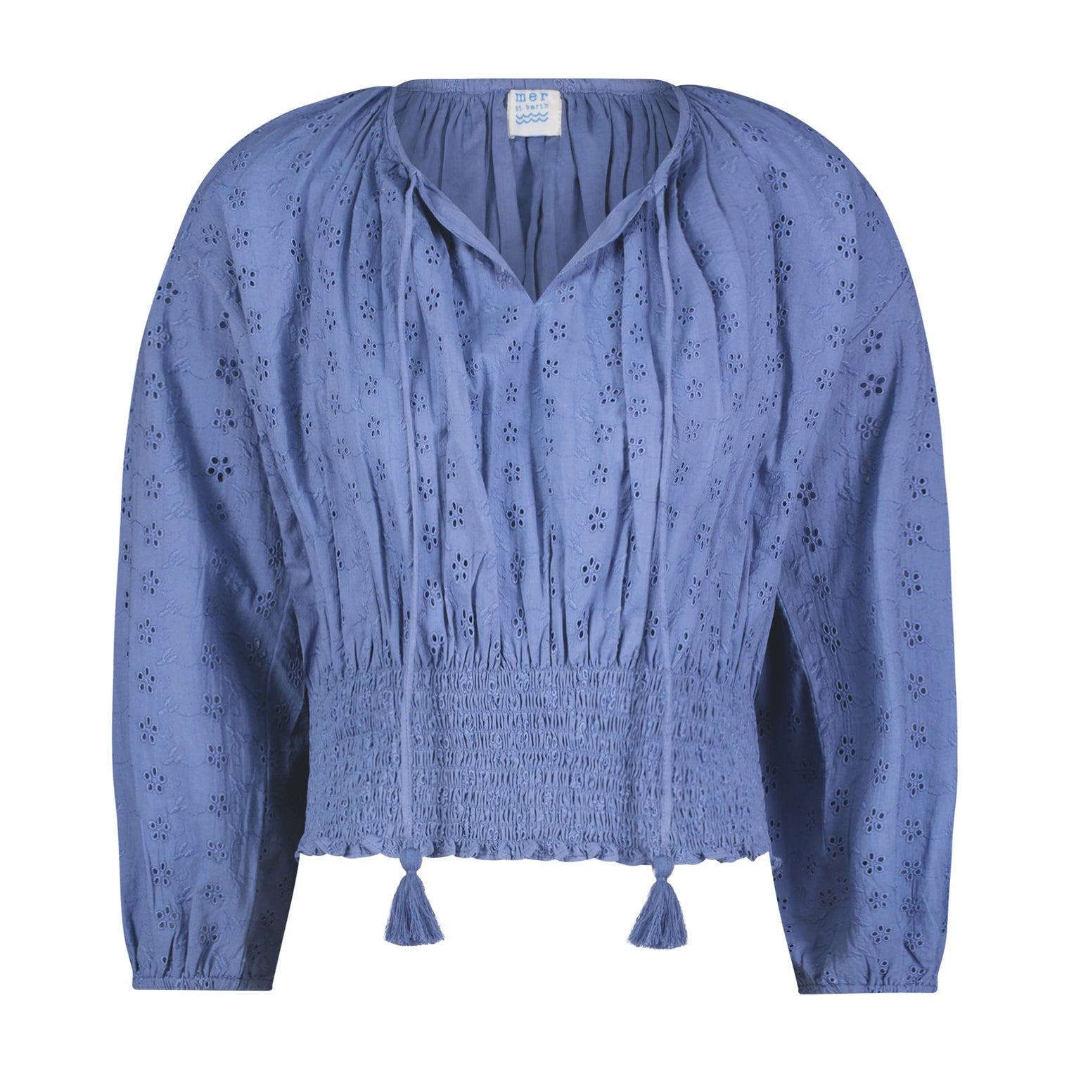 Lola Women's Blouse Ocean Blue Eyelet