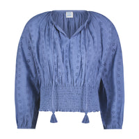 Lola Women's Blouse Ocean Blue Eyelet