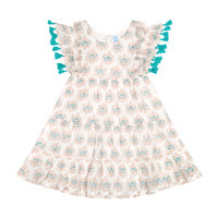 Sophie Girls Tassel Dress Aqua Rhapsody