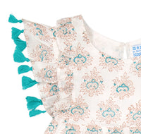 Sophie Girls Tassel Dress Aqua Rhapsody